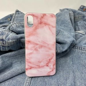 iPhone 7/8 Case Pink White Marble Print Cover